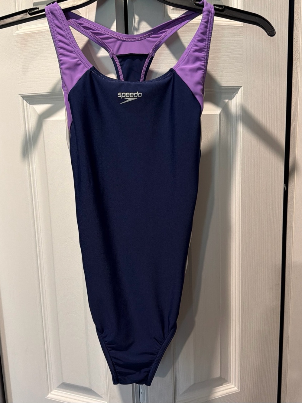 SPEEDO Girls' Navy and Lavender One-Piece Swimsuit
